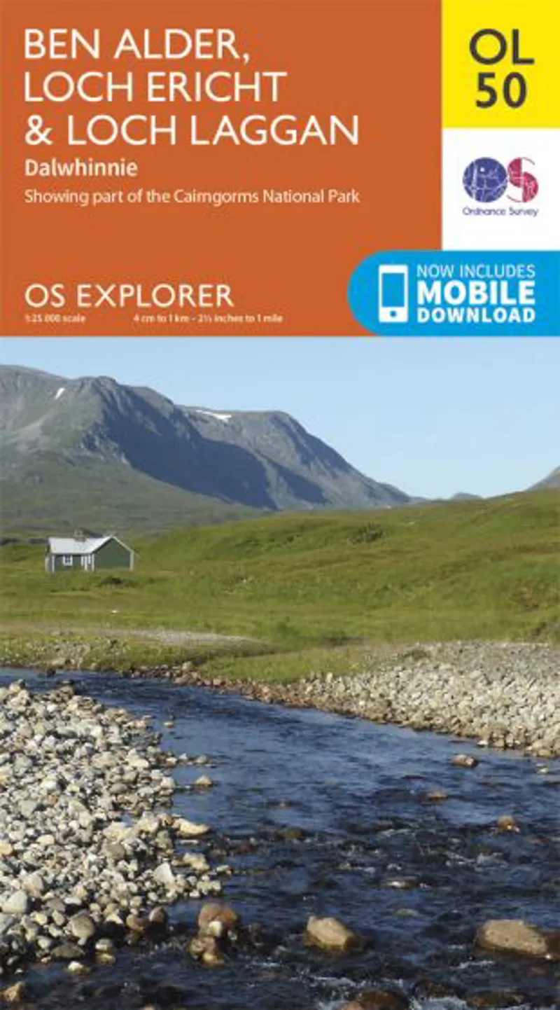 OS Explorer Map OL50 - Ben Alder Loch Ericht and Loch Laggan